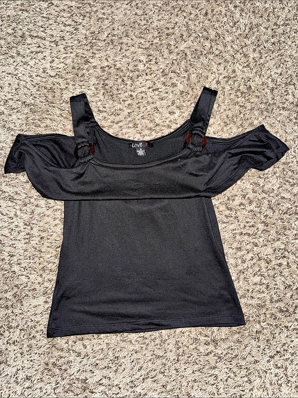Love Off-Shoulder Black Top Size Medium